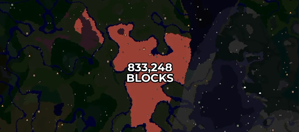ChunkSeed Biomkarte mit 833.248 Bloecken gesprenkeltem Wald